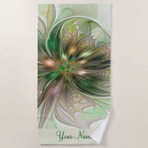 Colourful Fantasy Modern Abstract Art Flower Name Beach Towel