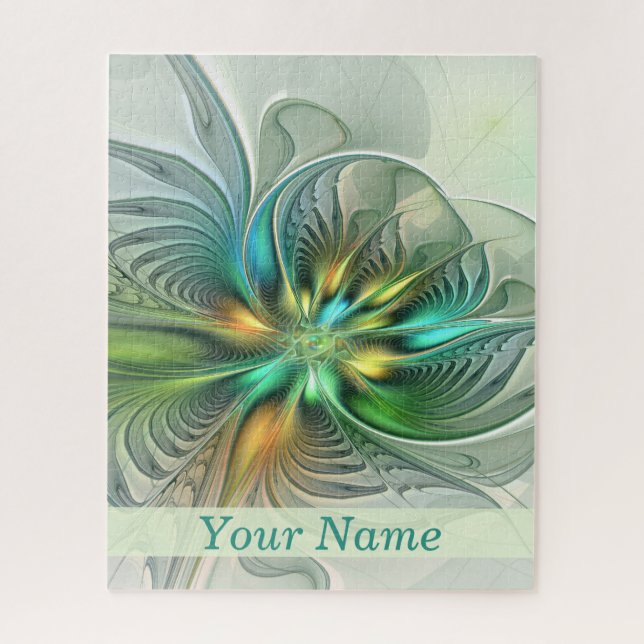 Colourful Fantasy Modern Abstract Art Flower Name Jigsaw Puzzle (Vertical)