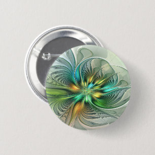Colourful Fantasy Modern Abstract Flower Fractal 6 Cm Round Badge
