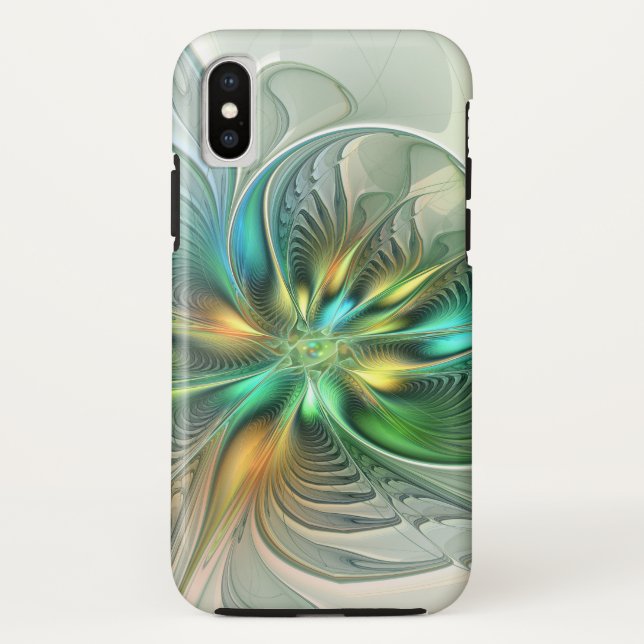 Colourful Fantasy Modern Abstract Flower Fractal Case-Mate iPhone Case (Back)
