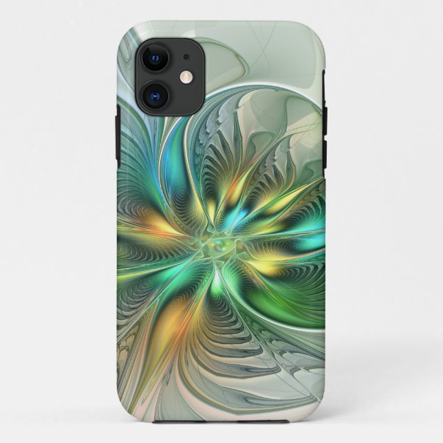 Colourful Fantasy Modern Abstract Flower Fractal Case-Mate iPhone Case (Back)
