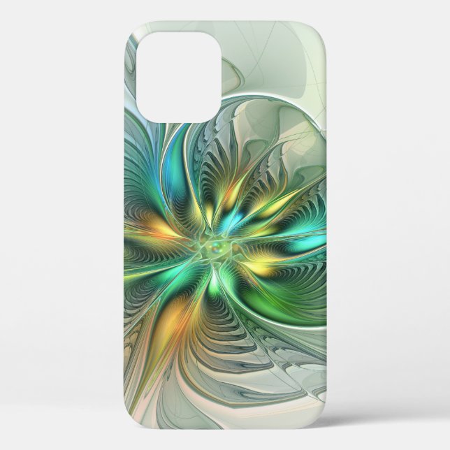 Colourful Fantasy Modern Abstract Flower Fractal Case-Mate iPhone Case (Back)