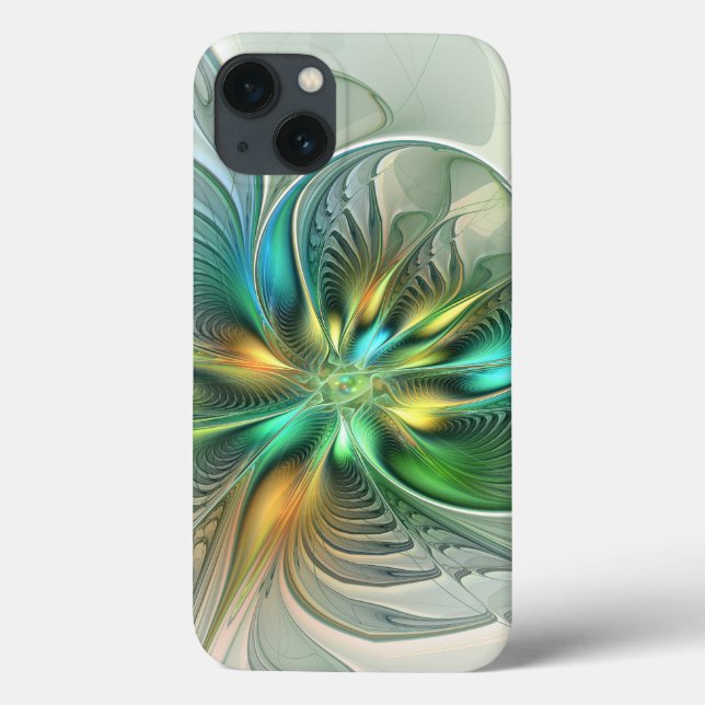 Colourful Fantasy Modern Abstract Flower Fractal Case-Mate iPhone Case (Back)