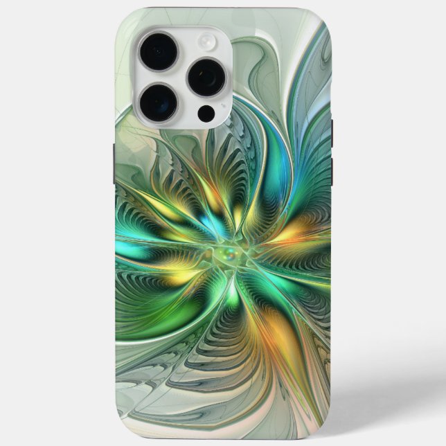 Colourful Fantasy Modern Abstract Flower Fractal Case-Mate iPhone Case (Back)