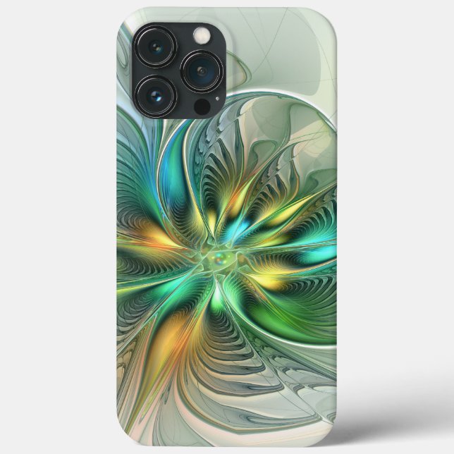 Colourful Fantasy Modern Abstract Flower Fractal Case-Mate iPhone Case (Back)