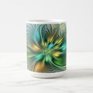 Colourful Fantasy Modern Abstract Flower Fractal Coffee Mug