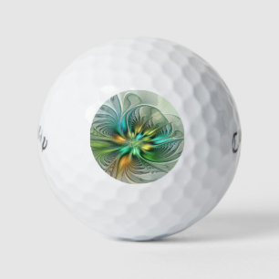 Colourful Fantasy Modern Abstract Flower Fractal Golf Balls