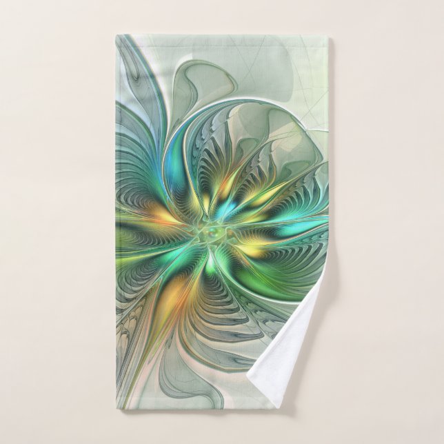 Colourful Fantasy Modern Abstract Flower Fractal Hand Towel (Hand Towel)