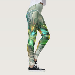 Colourful Fantasy Modern Abstract Flower Fractal Leggings