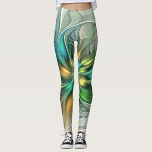 Colourful Fantasy Modern Abstract Flower Fractal Leggings