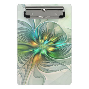 Colourful Fantasy Modern Abstract Flower Fractal Mini Clipboard