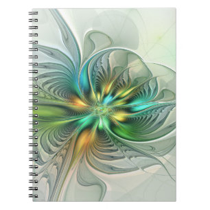 Colourful Fantasy Modern Abstract Flower Fractal Notebook