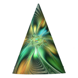 Colourful Fantasy Modern Abstract Flower Fractal Party Hat