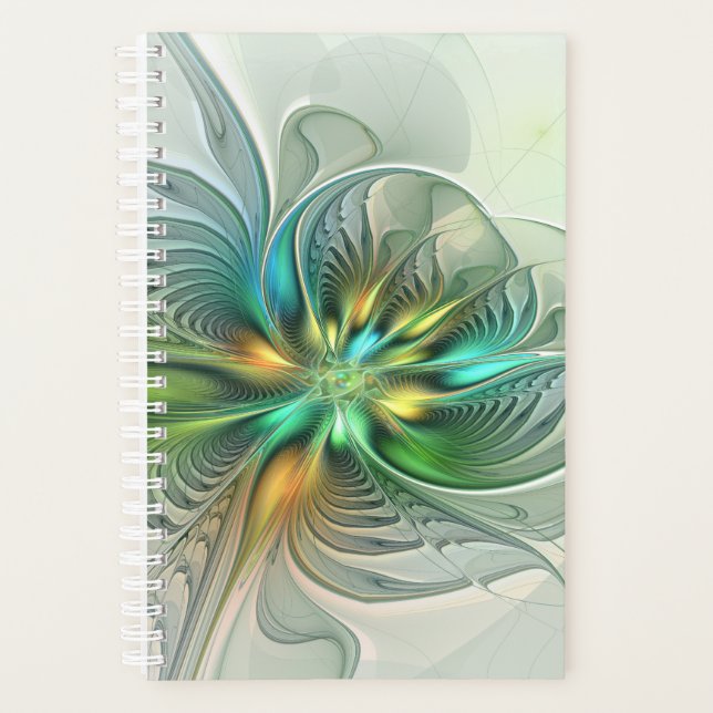 Colourful Fantasy Modern Abstract Flower Fractal Planner (Front)