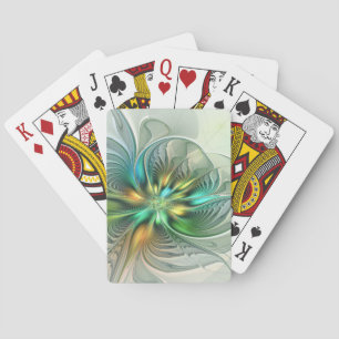 Colourful Fantasy Modern Abstract Flower Fractal Playing Cards