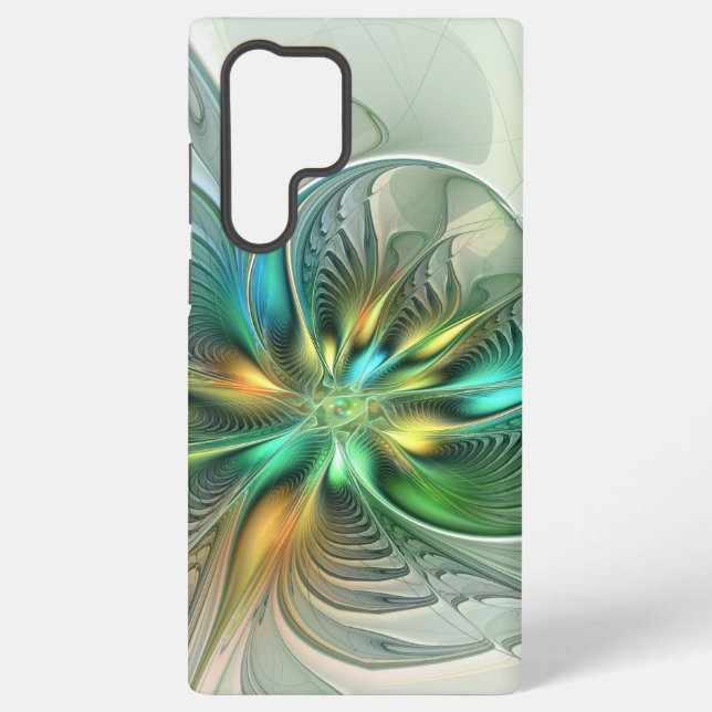 Colourful Fantasy Modern Abstract Flower Fractal Samsung Galaxy S22 Ultra Case (Back)