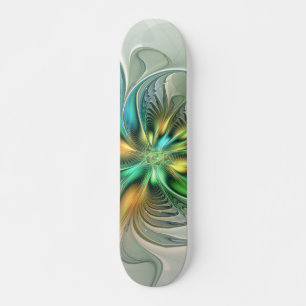 Colourful Fantasy Modern Abstract Flower Fractal Skateboard