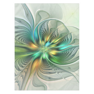 Colourful Fantasy Modern Abstract Flower Fractal Tablecloth