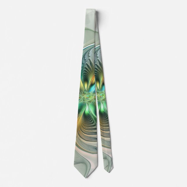 Colourful Fantasy Modern Abstract Flower Fractal Tie (Front)