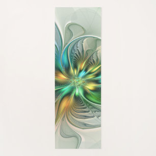 Colourful Fantasy Modern Abstract Flower Fractal Yoga Mat