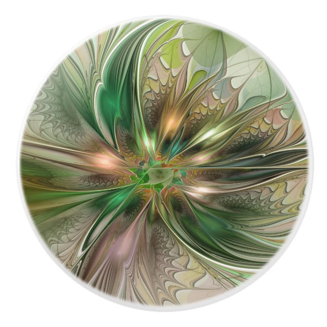 Colourful Fantasy Modern Abstract Fractal Ceramic Knob (Front)