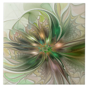 Colourful Fantasy Modern Abstract Fractal Ceramic Tile