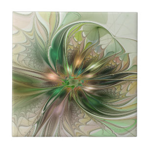 Colourful Fantasy Modern Abstract Fractal Ceramic Tile