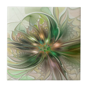 Colourful Fantasy Modern Abstract Fractal Ceramic Tile