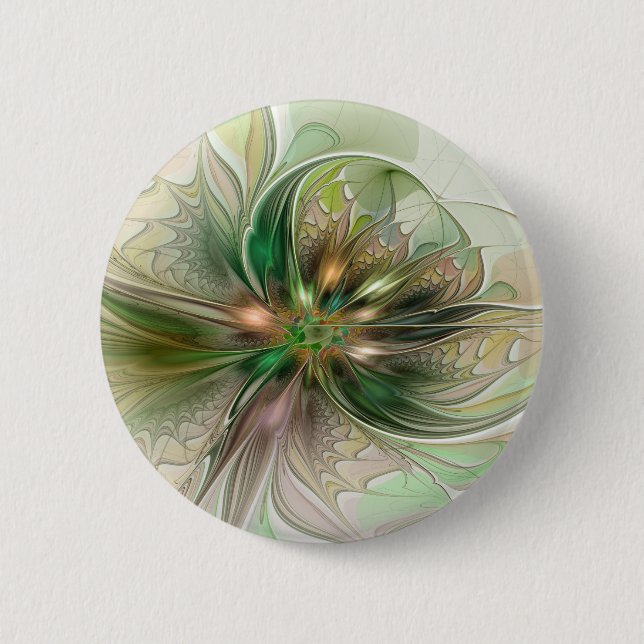 Colourful Fantasy Modern Abstract Fractal Flower 6 Cm Round Badge (Front)