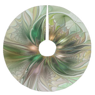 Colourful Fantasy Modern Abstract Fractal Flower Brushed Polyester Tree Skirt