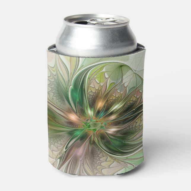 Colourful Fantasy Modern Abstract Fractal Flower Can Cooler (Can Front)