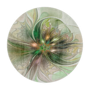Colourful Fantasy Modern Abstract Fractal Flower Cutting Board