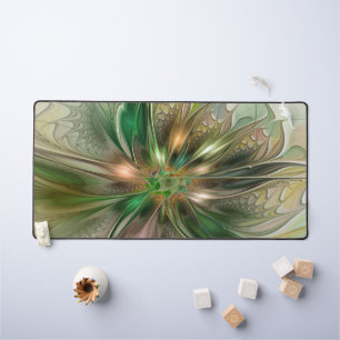 Colourful Fantasy Modern Abstract Fractal Flower Desk Mat