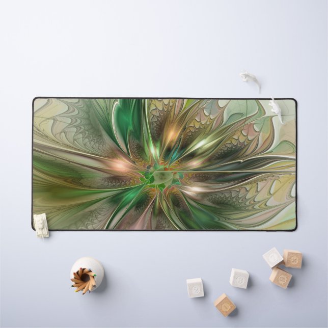 Colourful Fantasy Modern Abstract Fractal Flower Desk Mat (Kids Table)
