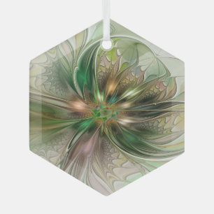 Colourful Fantasy Modern Abstract Fractal Flower Glass Tree Decoration