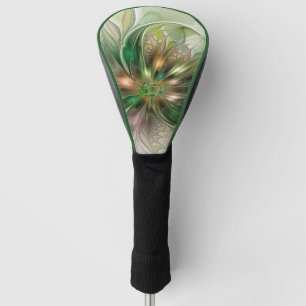 Colourful Fantasy Modern Abstract Fractal Flower Golf Head Cover