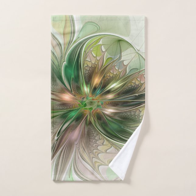 Colourful Fantasy Modern Abstract Fractal Flower Hand Towel (Hand Towel)