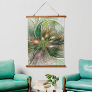 Colourful Fantasy Modern Abstract Fractal Flower Hanging Tapestry