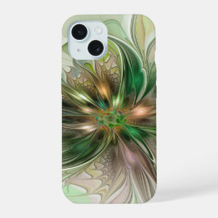Colourful Fantasy Modern Abstract Fractal Flower iPhone 15 Case
