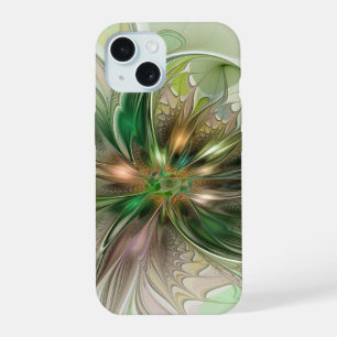 Colourful Fantasy Modern Abstract Fractal Flower iPhone 15 Case