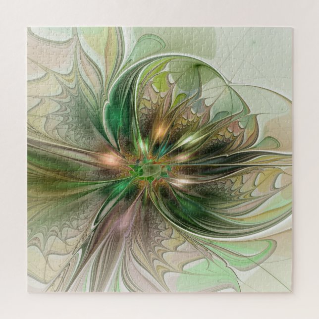Colourful Fantasy Modern Abstract Fractal Flower Jigsaw Puzzle (Vertical)