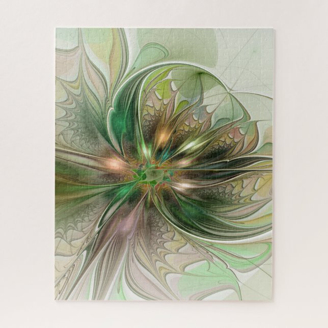 Colourful Fantasy Modern Abstract Fractal Flower Jigsaw Puzzle (Vertical)