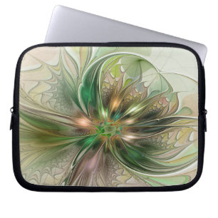 Colourful Fantasy Modern Abstract Fractal Flower Laptop Sleeve