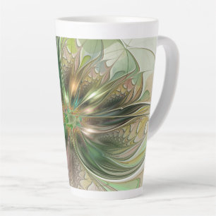 Colourful Fantasy Modern Abstract Fractal Flower Latte Mug
