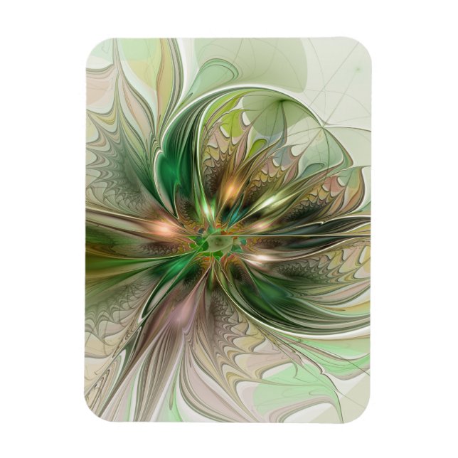 Colourful Fantasy Modern Abstract Fractal Flower Magnet (Vertical)