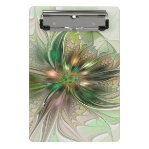 Colourful Fantasy Modern Abstract Fractal Flower Mini Clipboard