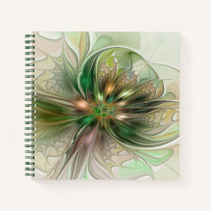 Colourful Fantasy Modern Abstract Fractal Flower Notebook