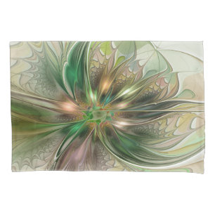 Colourful Fantasy Modern Abstract Fractal Flower Pillowcase