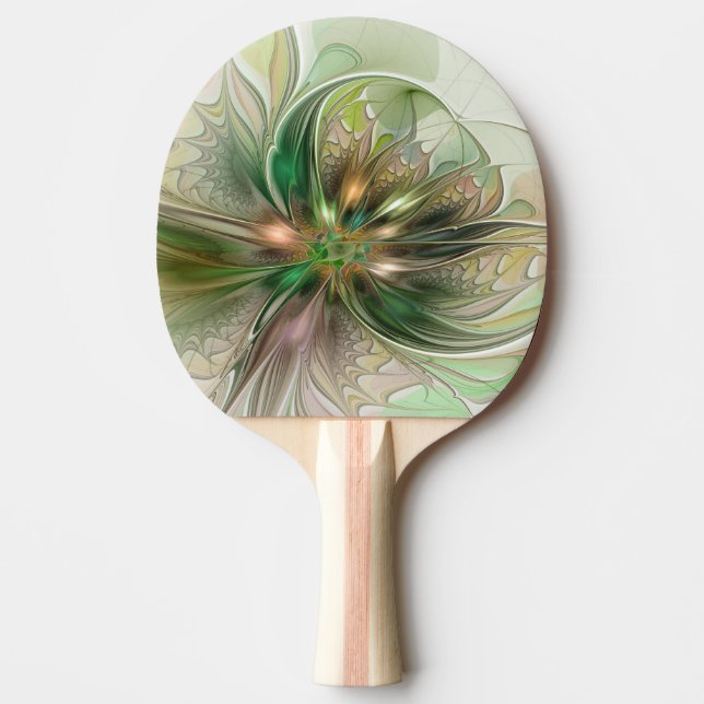 Colourful Fantasy Modern Abstract Fractal Flower Ping Pong Paddle (Front)