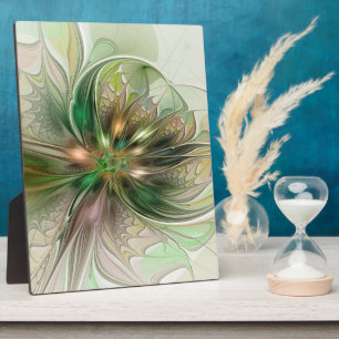 Colourful Fantasy Modern Abstract Fractal Flower Plaque